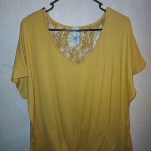 Xhilaration Yellow Lace V-Neck Blouse